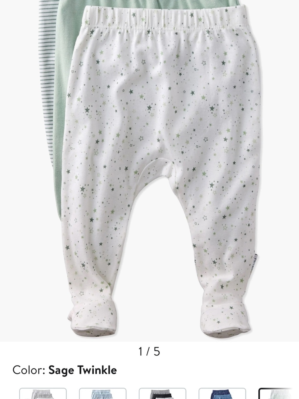 Butterblu Baby Footed One-Piece Pant Set - Sage Star Print